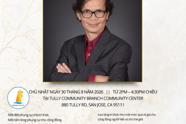 Thiệp mời Lễ Tưởng Niệm Giáo Sư Nông Duy Trường, Chủ Nhật 30 tháng 8 năm 2026, 2PM-4:30PM, Tully Community Branch Community Center, 880 Tully Rd, San Jose, CA 95111.
